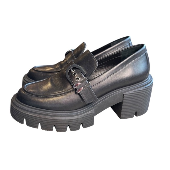 Stuart Weitzman Black Maverick SoHo loafers Chunky Platform 6 - Picture 1 of 12